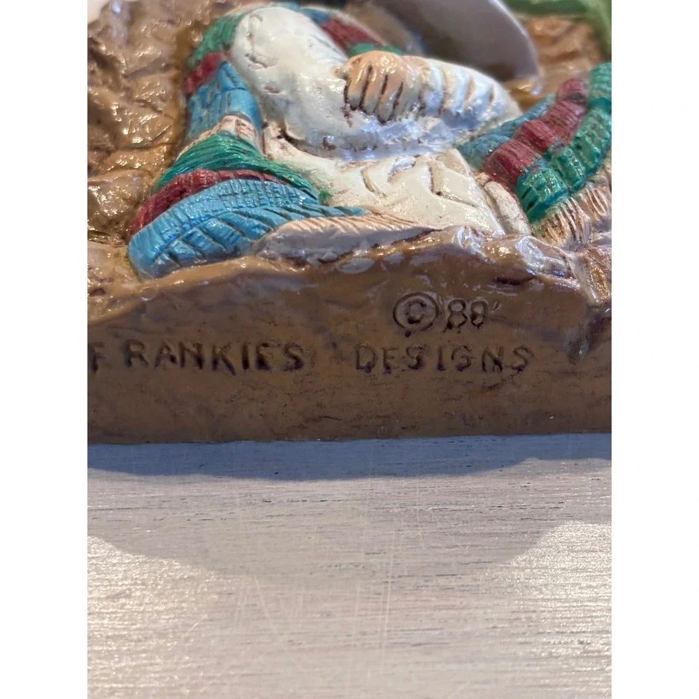 Vintage 1988 Frankie's Designs Sleeping Mexican Man Cactus Wall Plaque‎ Decor